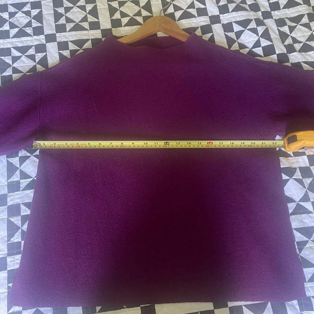Eileen Fisher Purple Mock Neck Sweater Boiled 💯 Wool - Picture 7 of 7